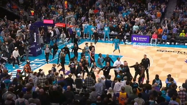 Benches cleared in wild NBA brawl