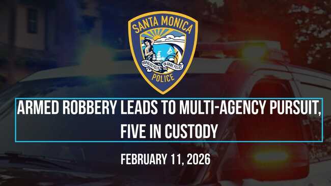 Armed robbery near beach leads to freeway chase, five arrests