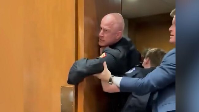 Veteran's arm broken as he protests in Congress