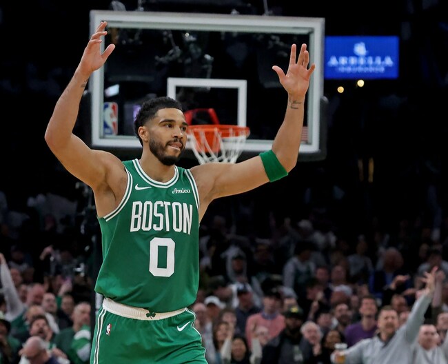 Jayson Tatum notches double-double in season debut as Celtics beat Mavs