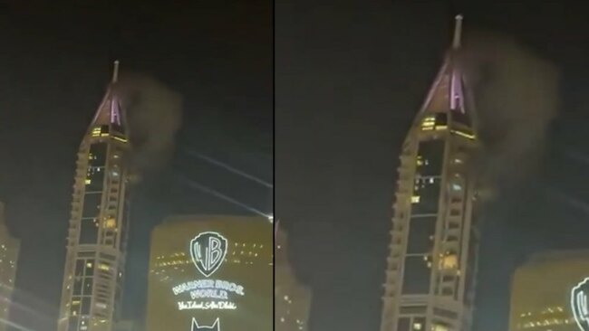 A tower at Dubai marina has been hit by an Iranian drone