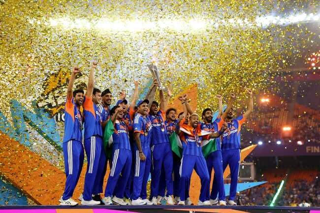 Team India celebrate with trophy after rewriting history in T20 World Cup 2026 [Watch]