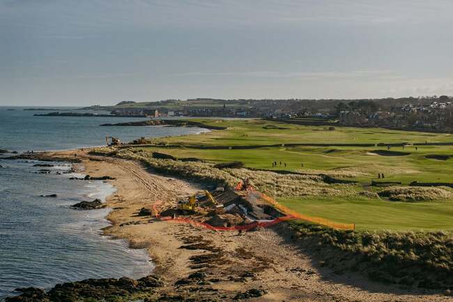 Coastal erosion protection works underway at historic Scottish golf course