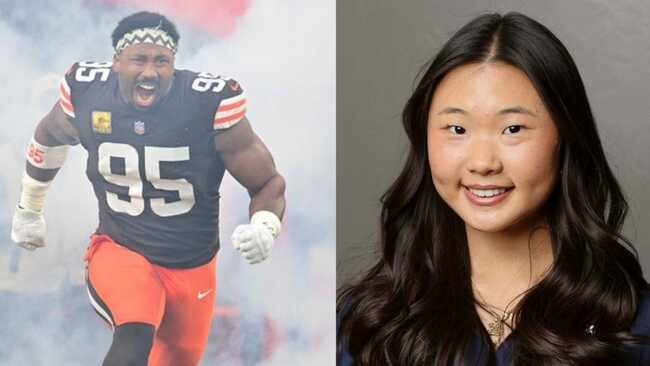 Myles Garrett takes GF Chloe Kim for date night at Lakers vs. Timberwolves game after skipping court appearance with reduced speeding citation