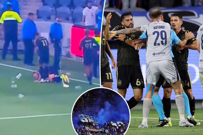 Soccer star Sergi Palencia pelted with drinks in ugly scene at LAFC vs Cruz Azul game