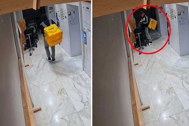 Kurye, bebek arabasına tuvaletini yaptı