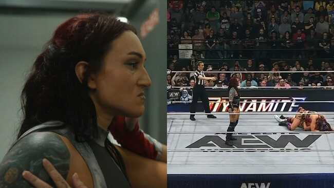 AEW star Kris Statlander angrily walks out on her partner