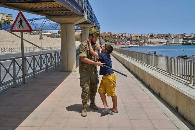 Crying boy pleads with Spanish soldiers in Ceuta not to send him back to Morocco