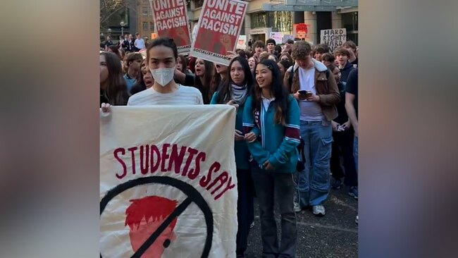 Students gather for “Say no to Hanson” protest