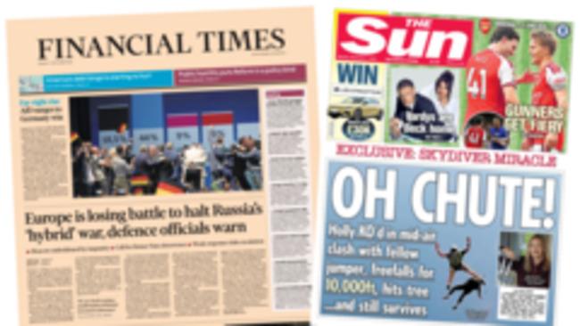 The Papers: 'Losing battle to halt Russia's 'hybrid' war' and 'Oh chute!'