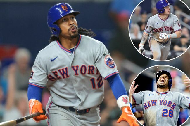 Mets hold on to win crazy offensive shootout to sweep Marlins ahead of Subway Series clash vs. Yankees