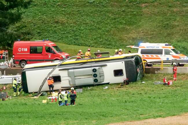 Tour bus crash in Swiss Alps leaves multiple people dead
