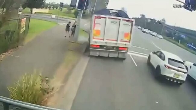 Heart stopping moment truckie ‘almost hit two school girls’