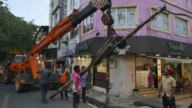 Electricity department starts removal of damaged electric poles in Puducherry