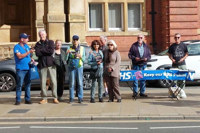 Health campaigners demonstrate in Leamington over US tech giant's involvement in the NHS
