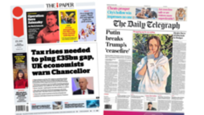 The Papers: 'Tax rises needed to plug £35bn gap' and 'Putin breaks Trump's 'ceasefire"