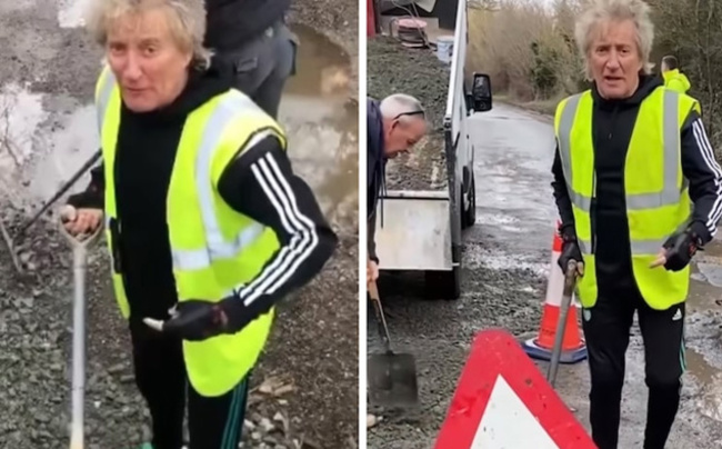 Rod Stewart's wins with his pothole-filling campaign as council promises him a new road