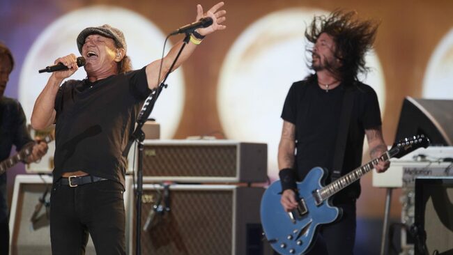 At 'Vax Live' Stadium Shoot, Foo Fighters and Brian Johnson Are 'Back in Black,' and J.Lo Is Back With Mom