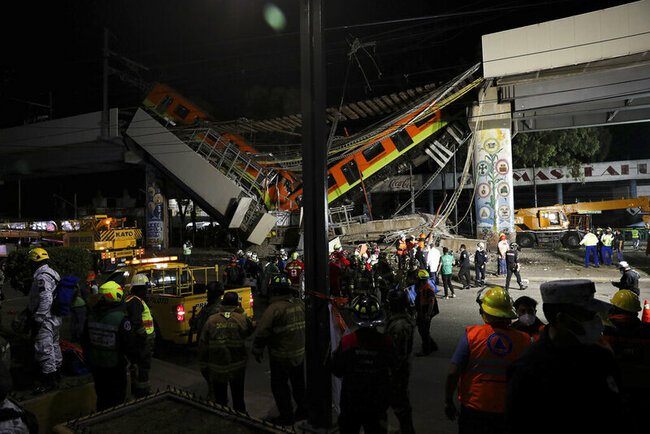 Mexico City metro overpass collapses onto road; 20 dead