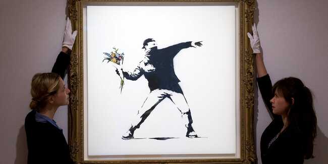 Sotheby's will now accept cryptocurrency, starting with an auction for Banksy's 'Love is in the Air'