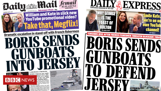 The Papers: PM 'sends gunboats to Jersey' and 'Navy to face the French'